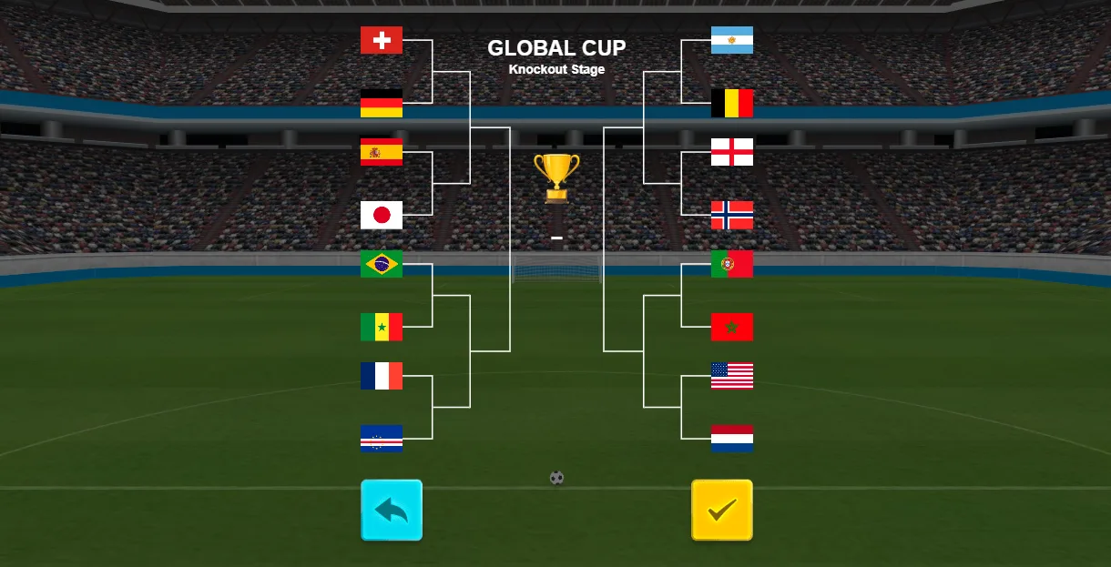 Knockout tournament bracket from round of 16 to the final