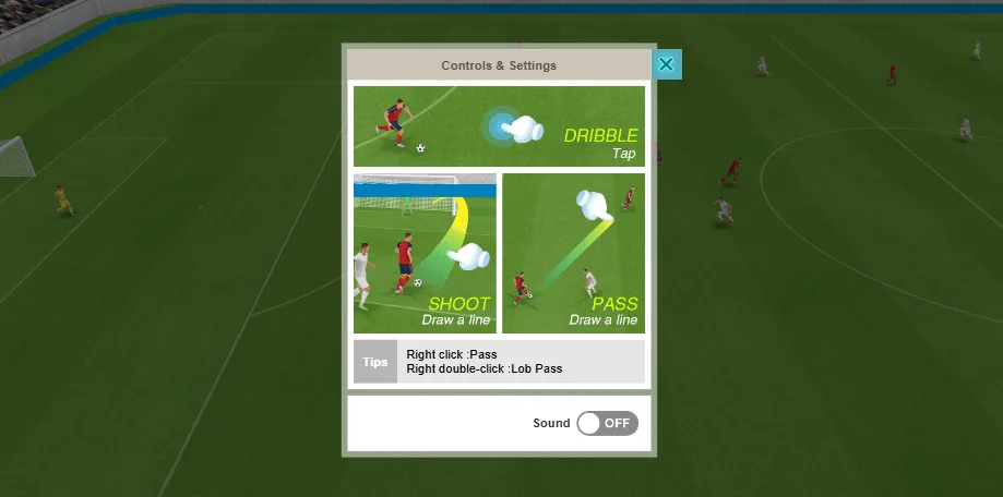 In-match touch controls shown on the pitch